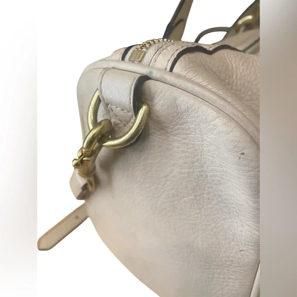 Coach Avery Pebbled Leather Satchel | Ivory Beige